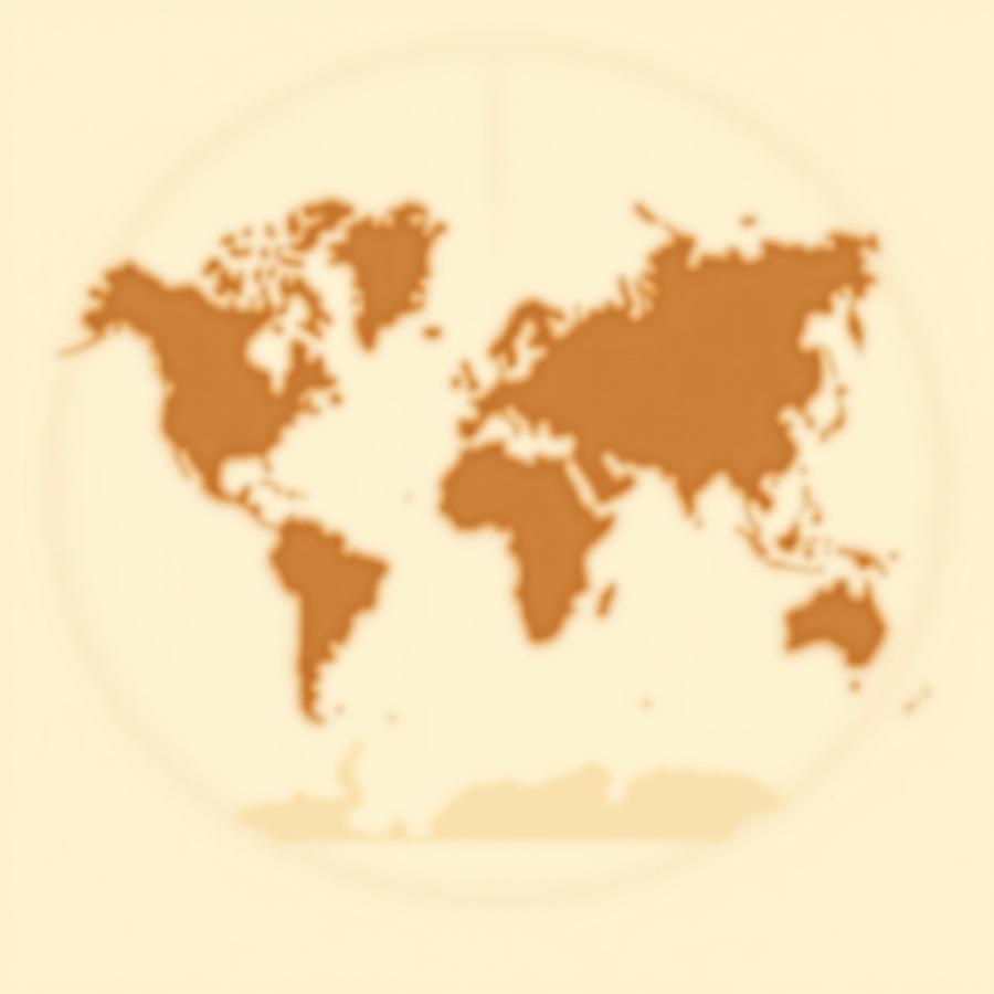 Stylized world map with highlighted coffee sourcing regions in vibrant accent color